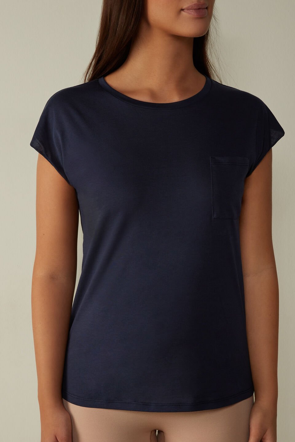 blusa meia manga em algodão supima extrafino - azul
