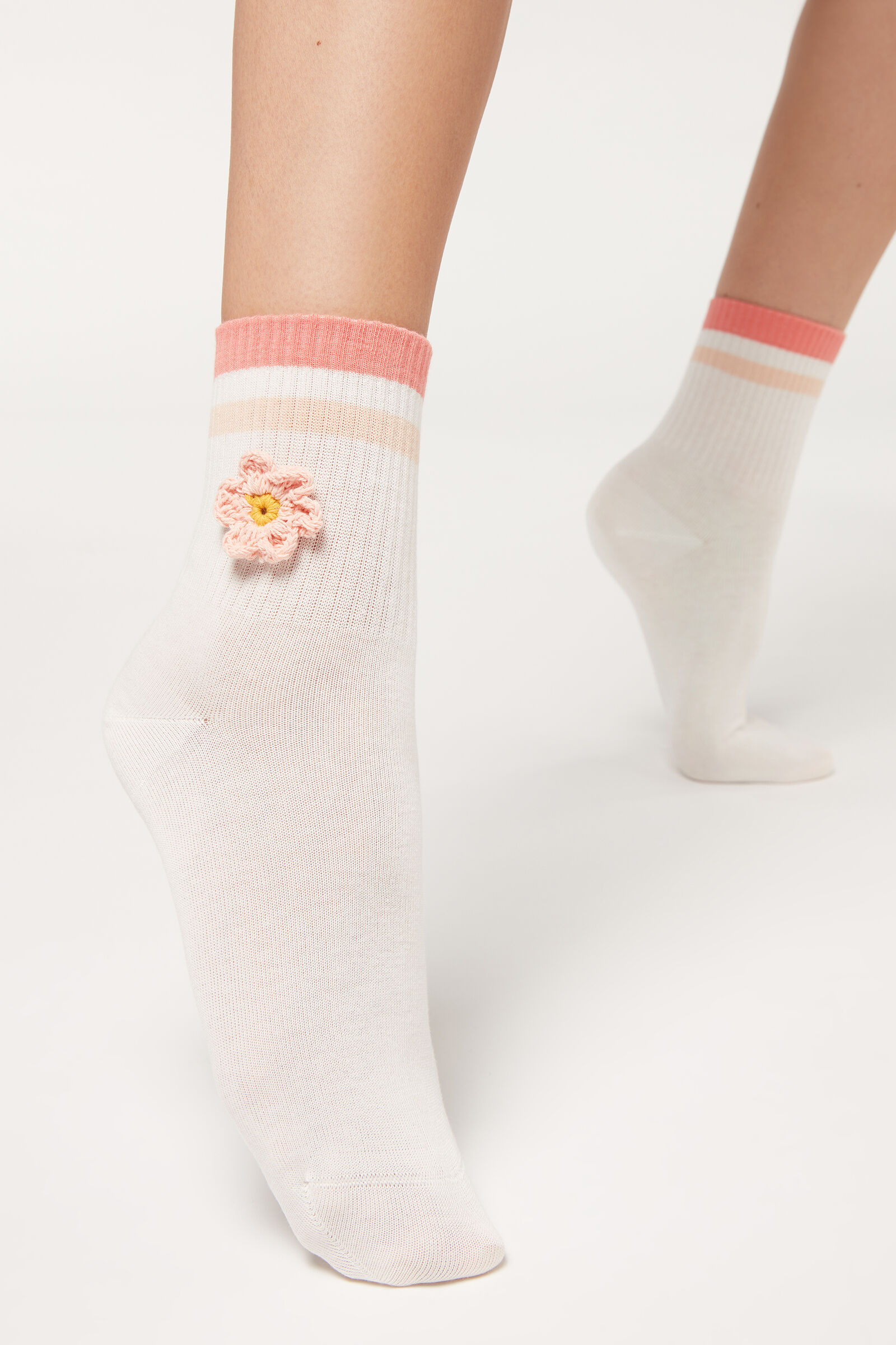 meias curtas sport acessório crochê - rosa