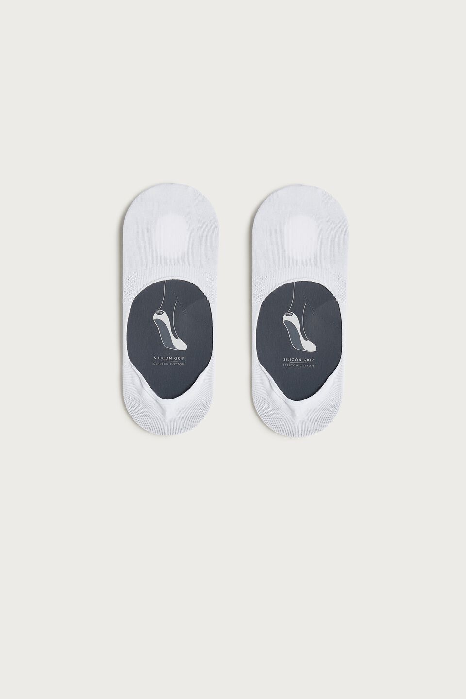 meias invisíveis de algodão elástico - branco