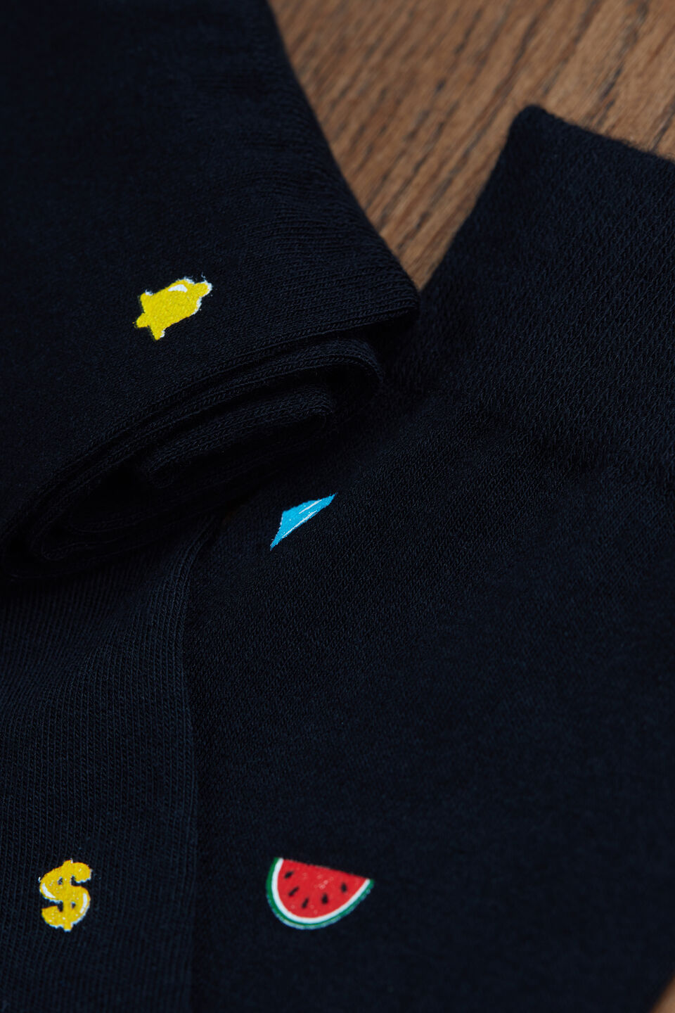 meias curtas em algodão com estampa - preto