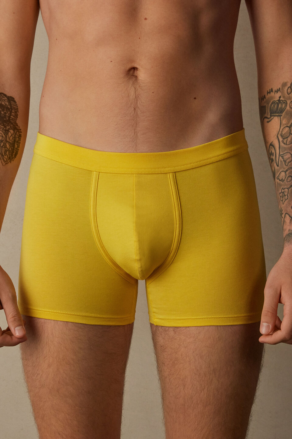 cueca boxer em algodão supima - amarelo
