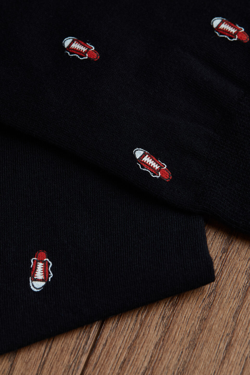 meias curtas em algodão com estampa - preto