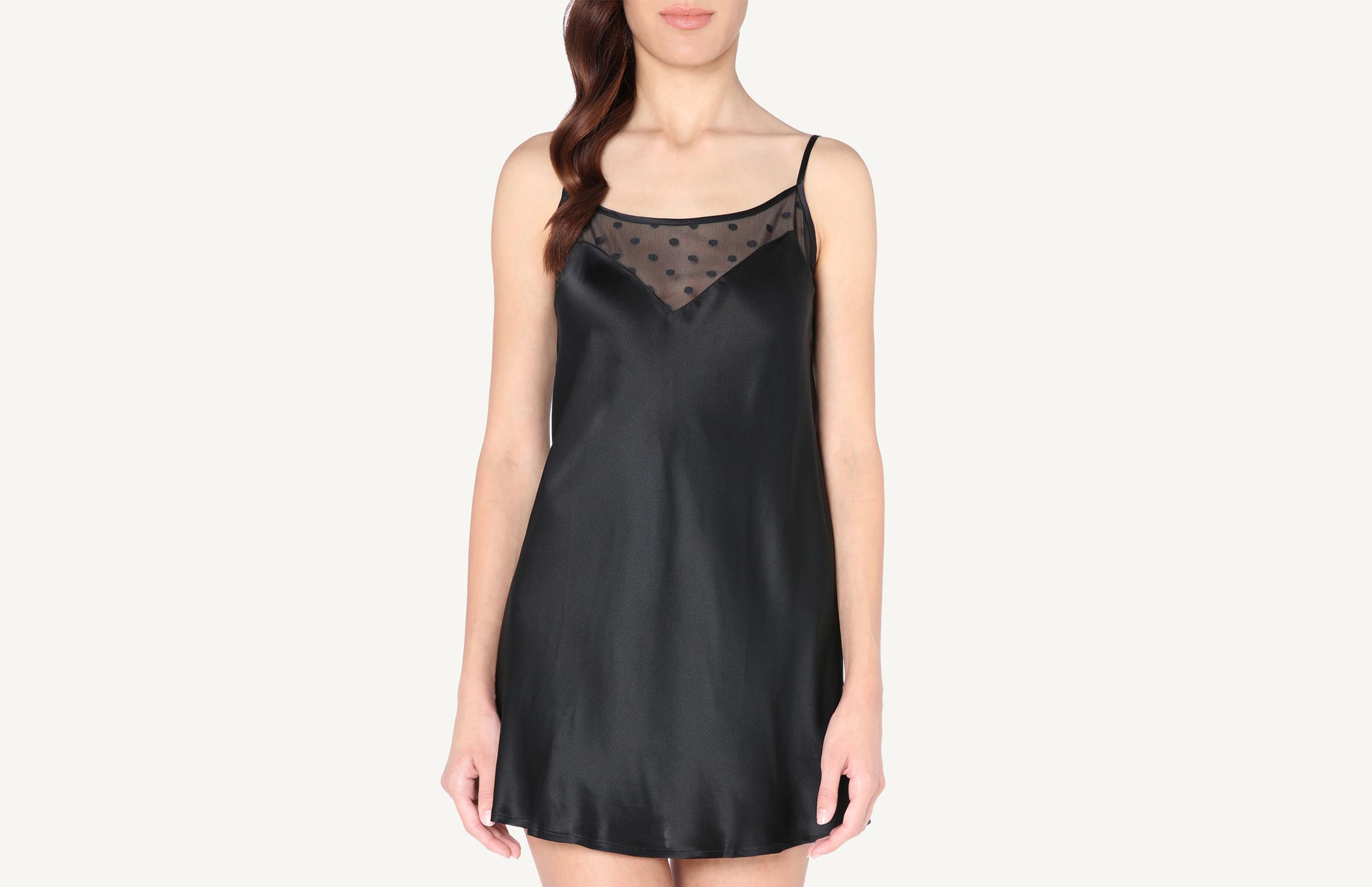 baby-doll em seda e tule j'adore - preto