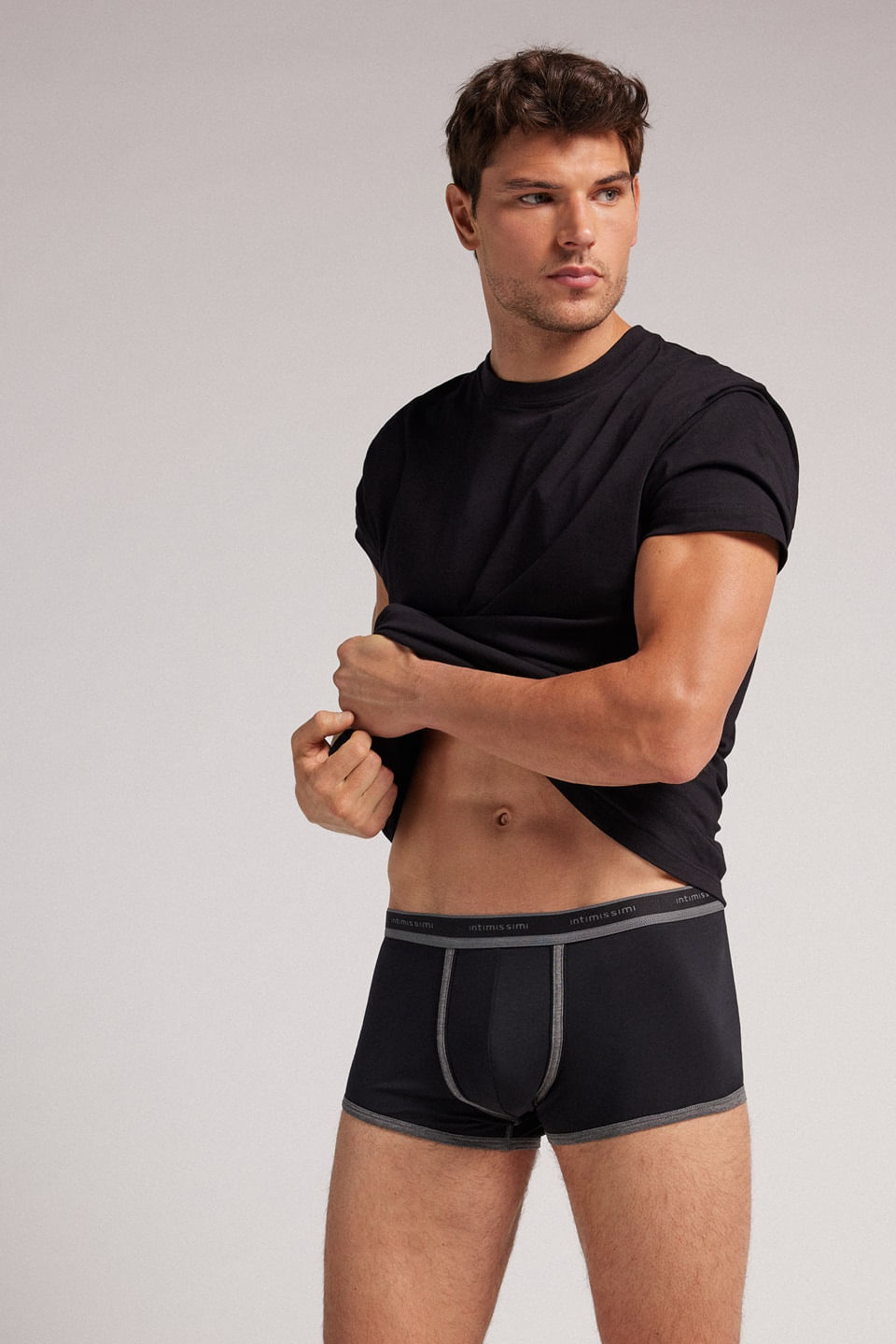 cueca boxer em algodão supima elástico - cinza