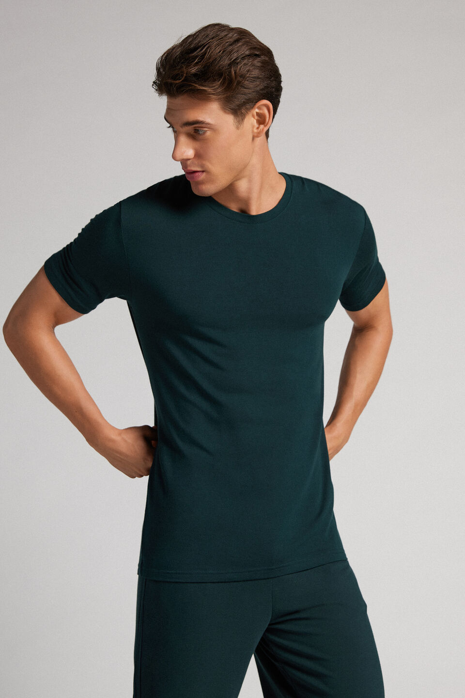 camiseta em modal e seda - verde