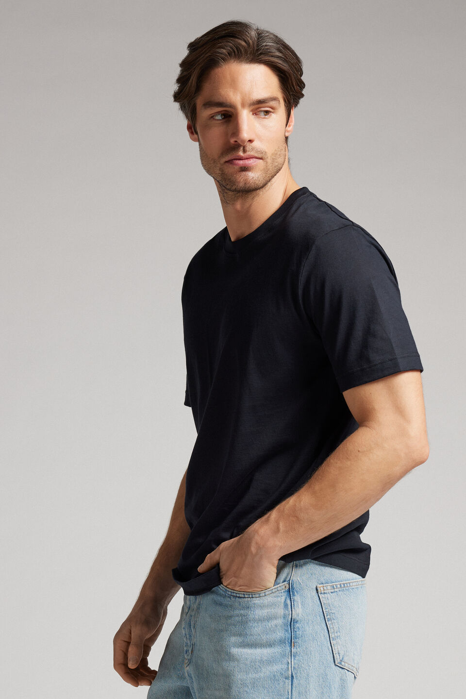 camiseta fit em algodão supima extrafino - preto