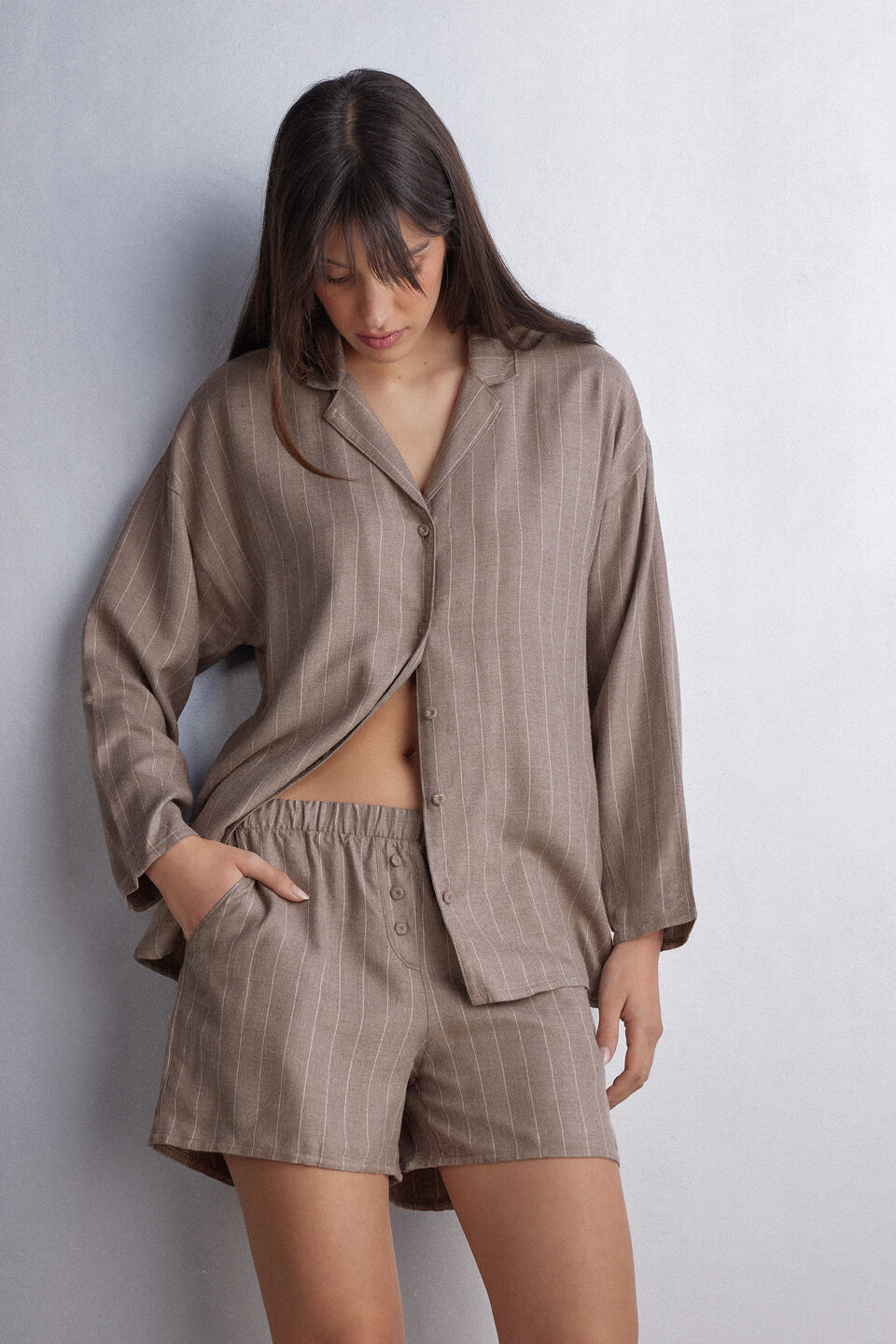 shorts em modal comfort first - bege