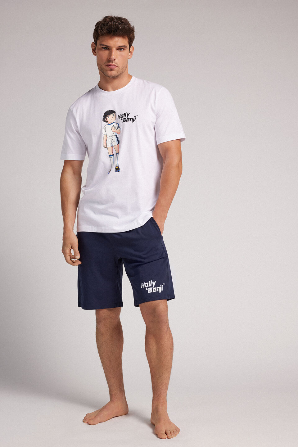 pijama curto em algodão super campeões - branco