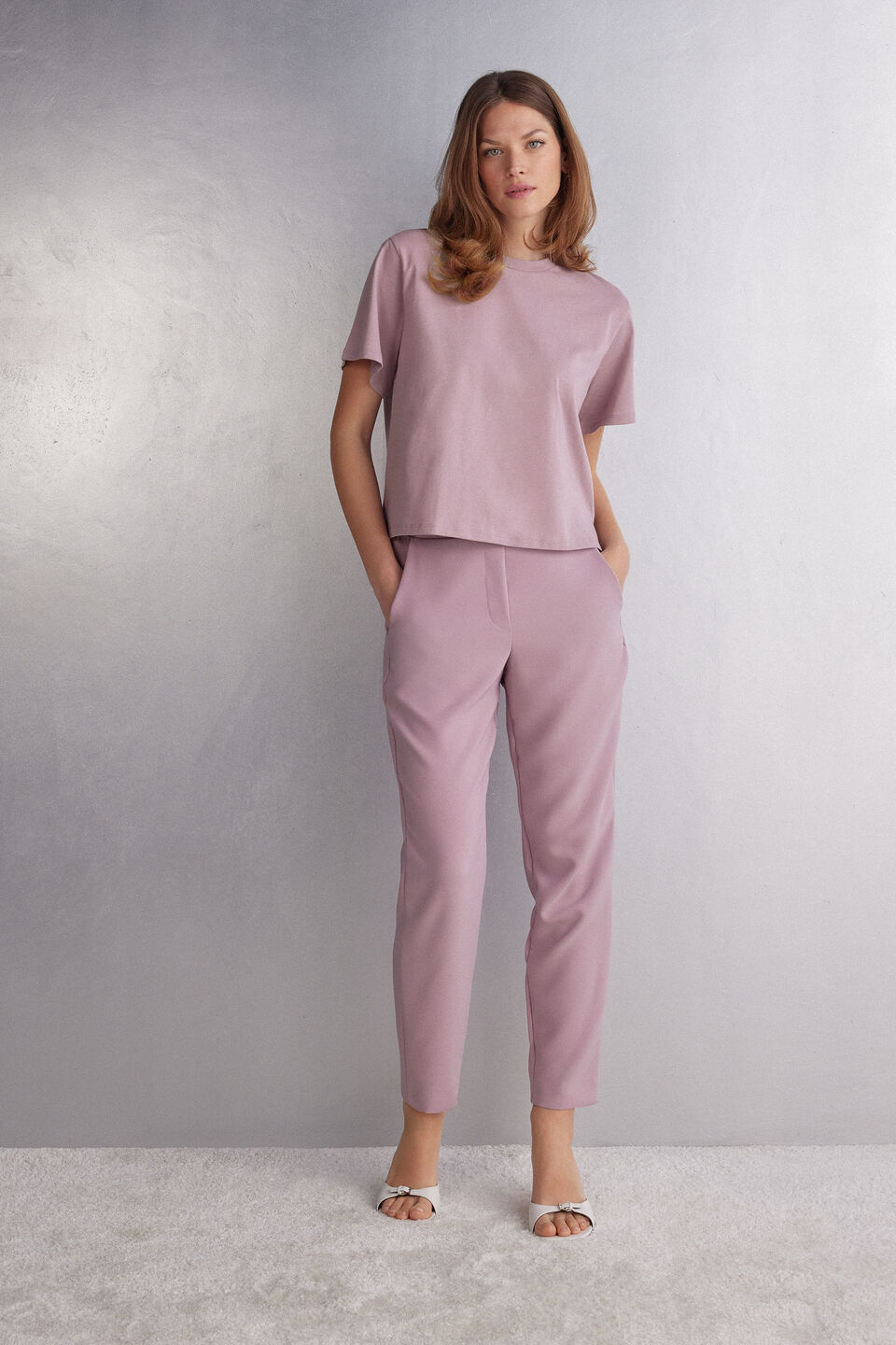 blusa de manga curta boxy fit em algodão - roxo