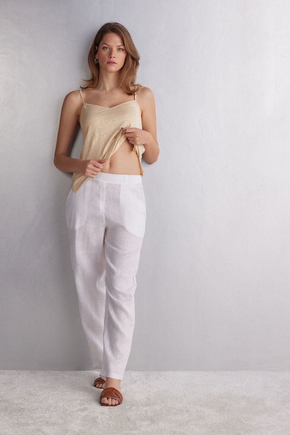 calça em linho - branco