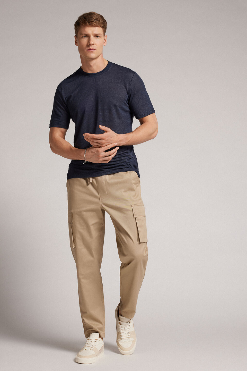 camiseta em linho - azul