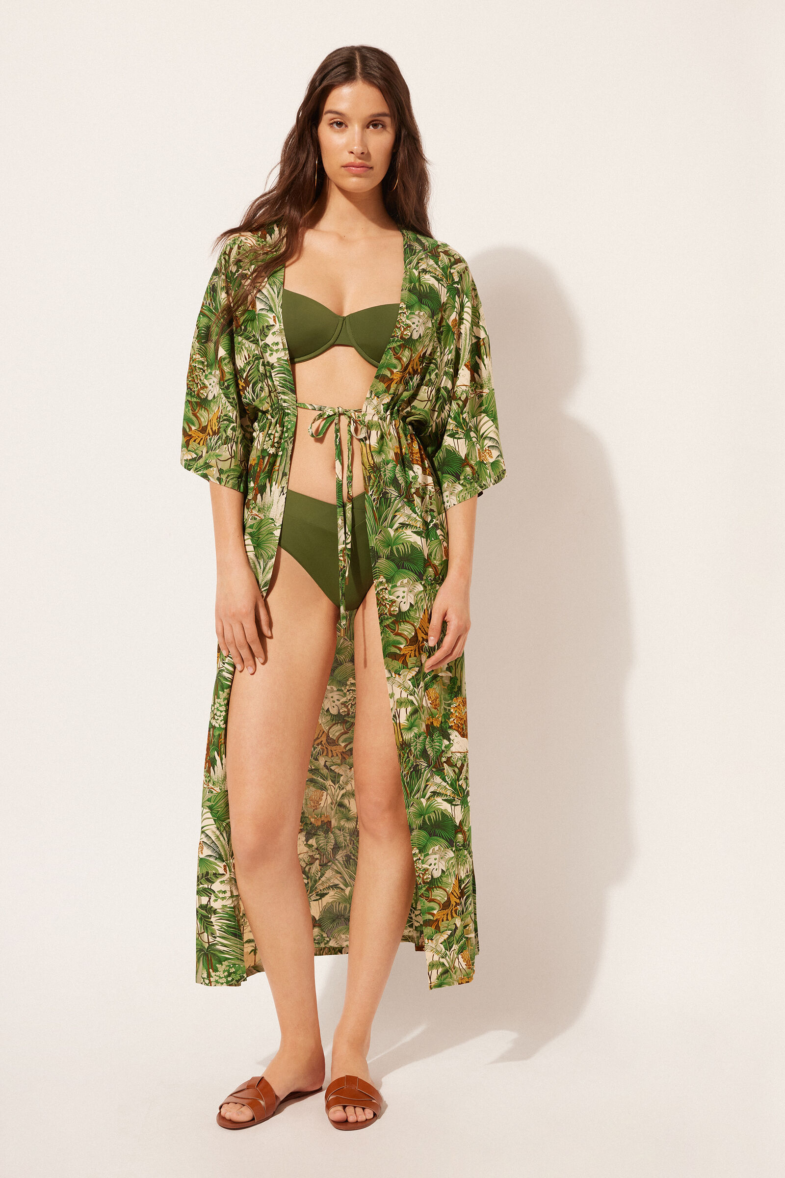 kimono longo savage tropics - verde