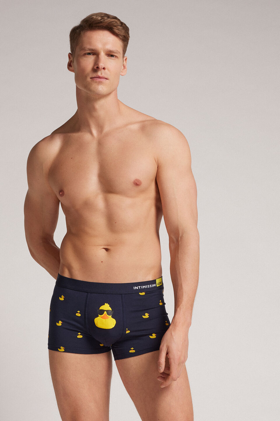 cueca boxer com estampa de patinhos em algodão natural fresh - azul