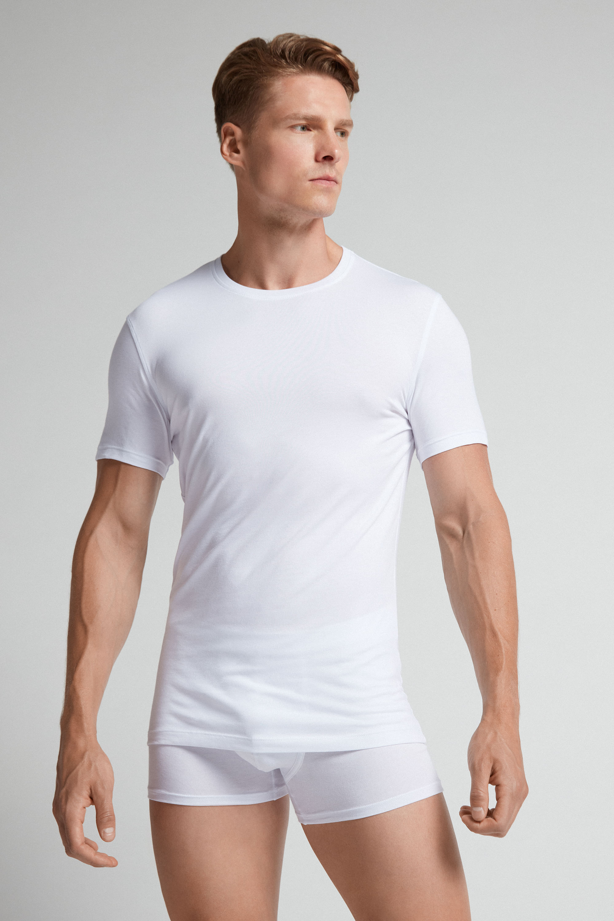 camiseta em algodão supima elástico - branco