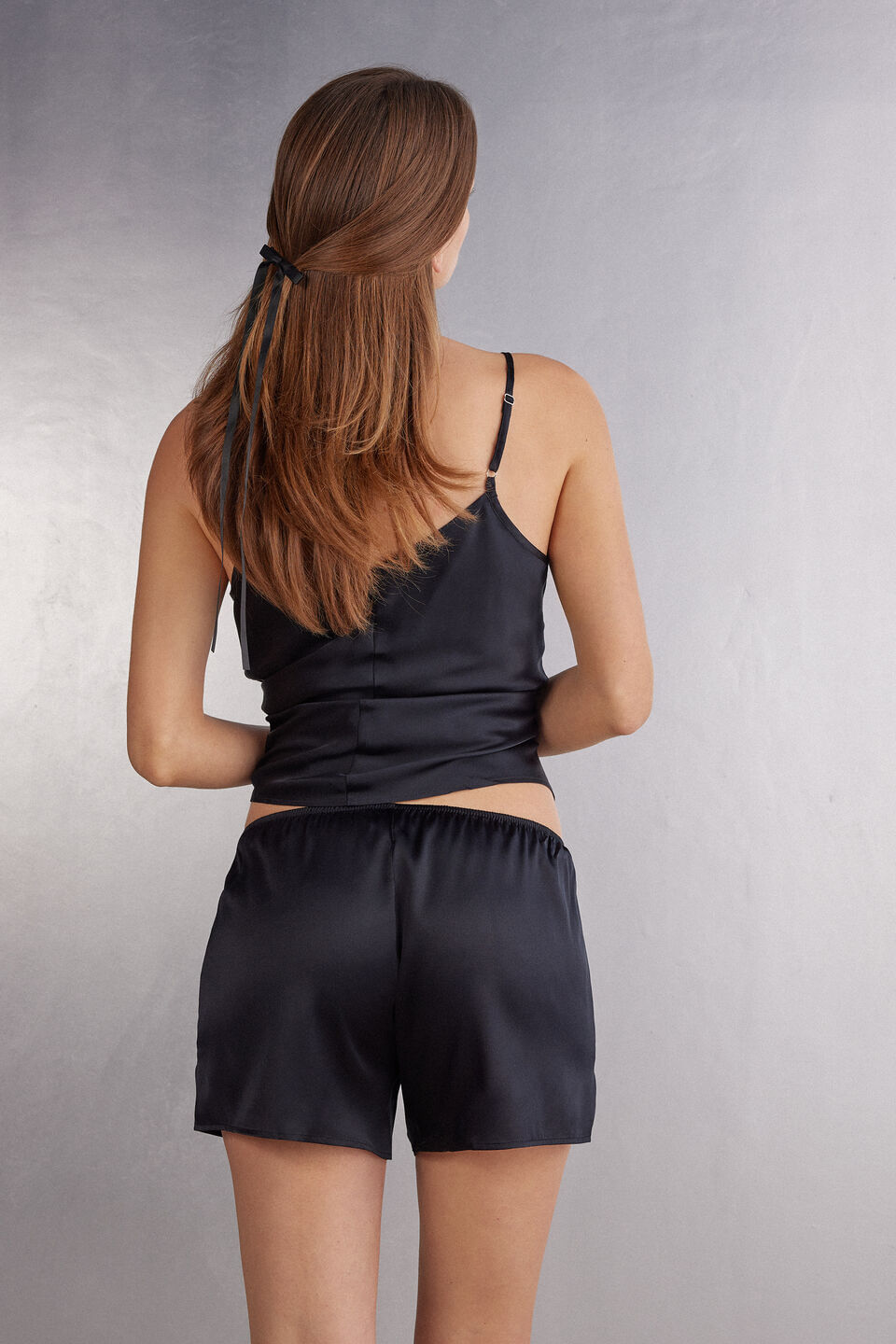 shorts em seda - preto