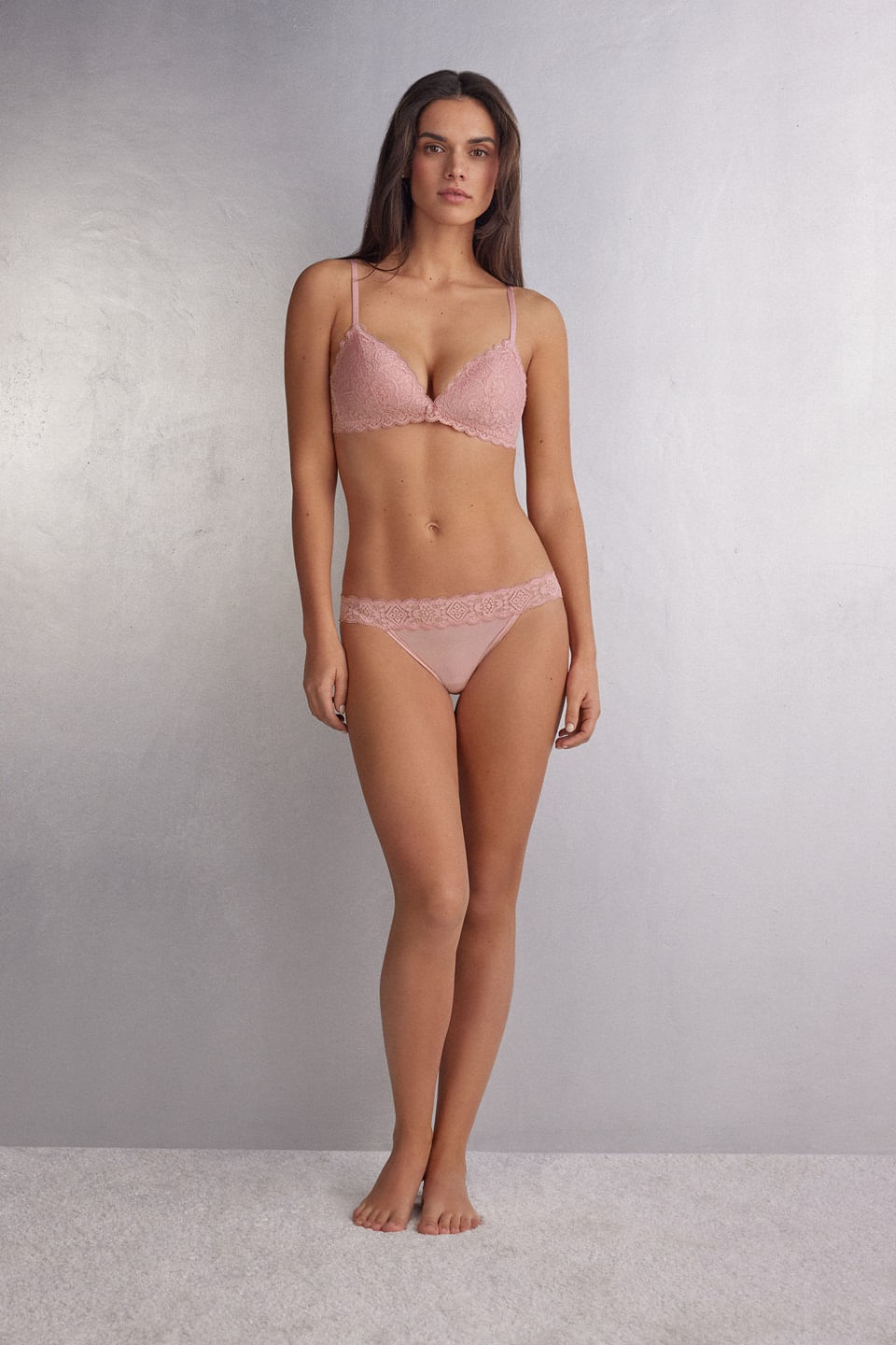 calcinha brasileira carioca em renda e microfibra - rosa