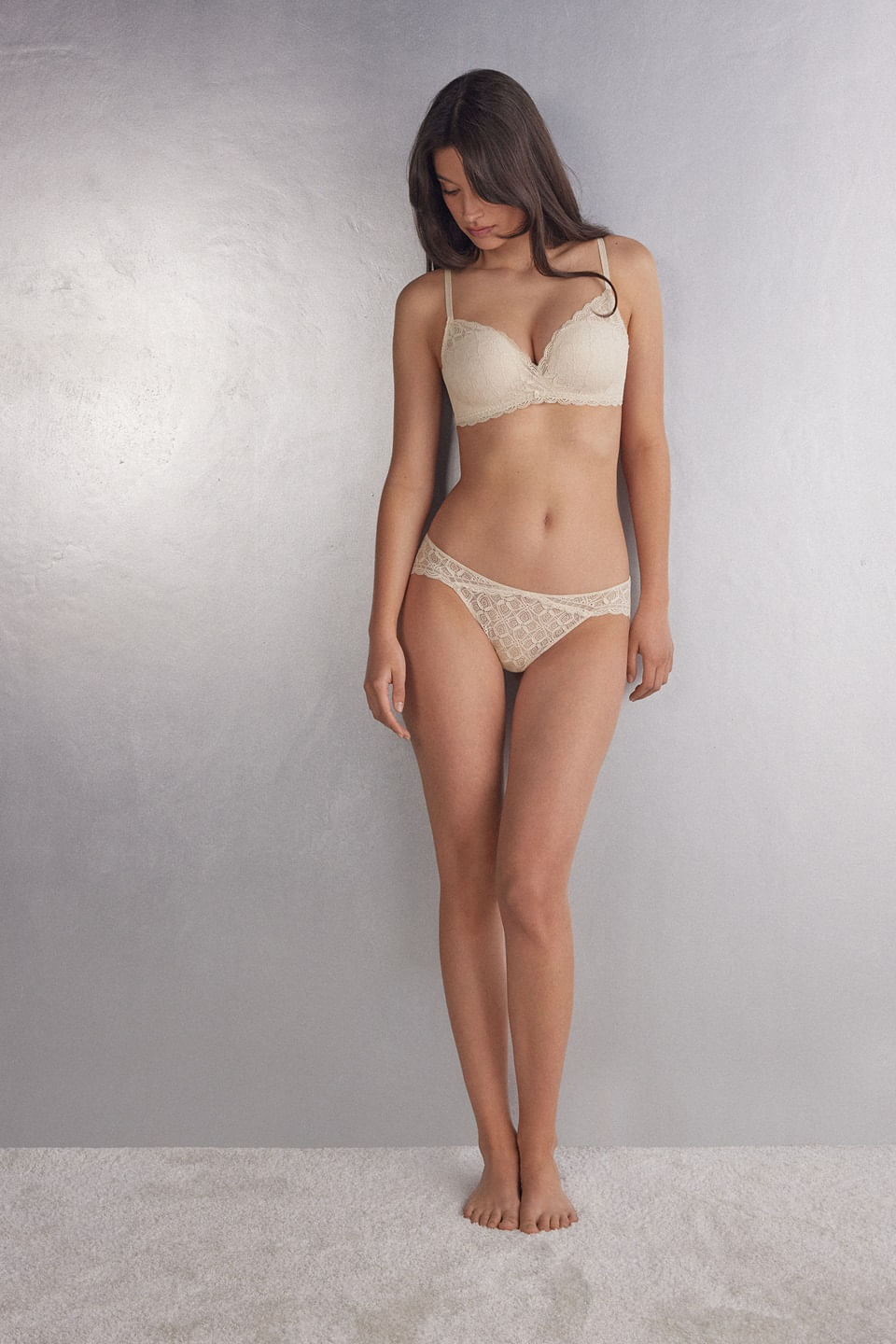 sutiã push-up fabiola em renda - off-white