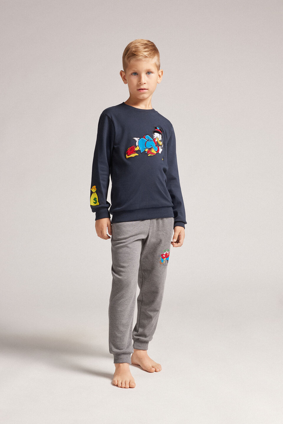 pijama comprido tio patinhas em algodão infantil - azul