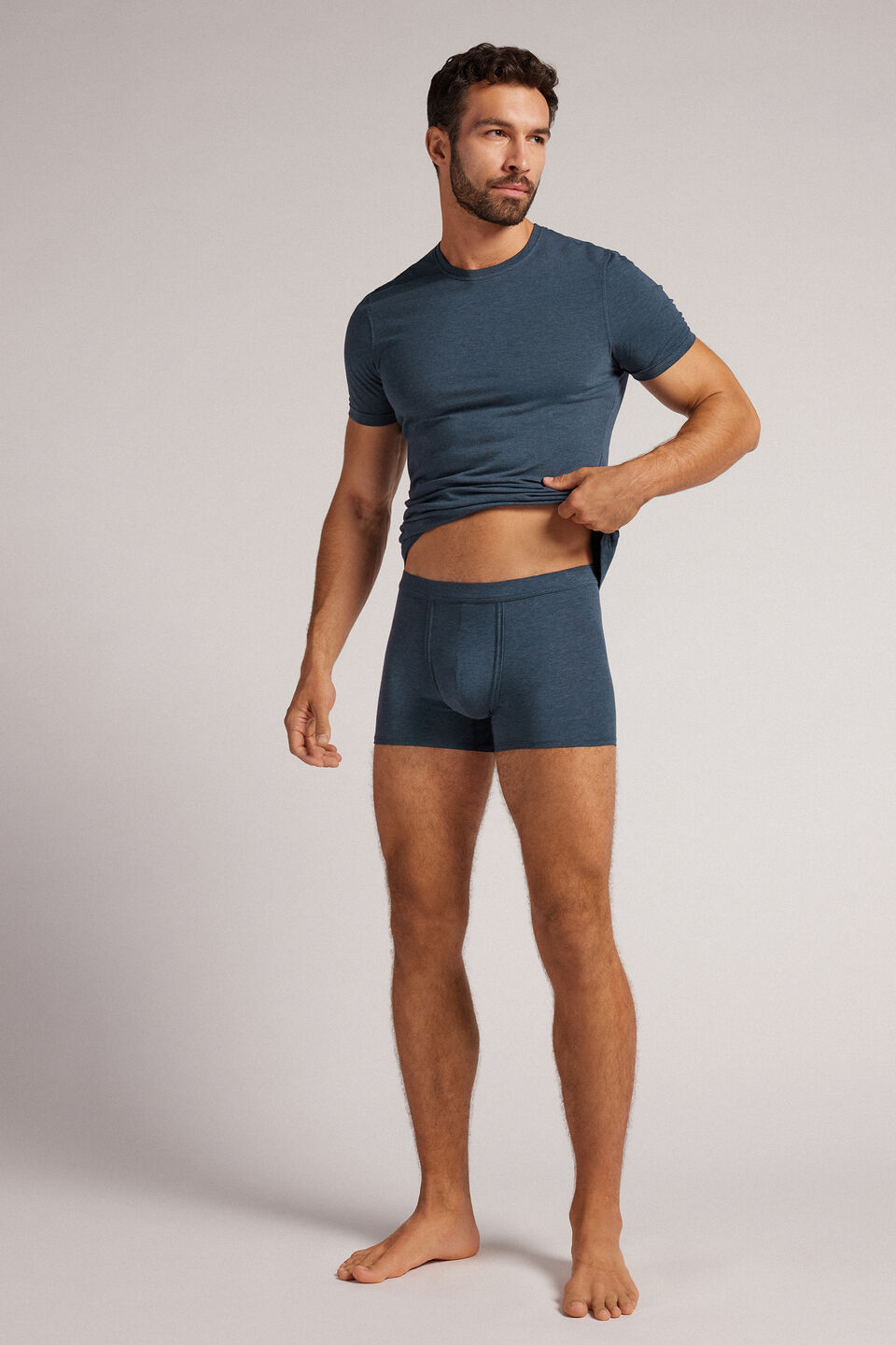 cueca boxer em algodão supima natural fresh - azul