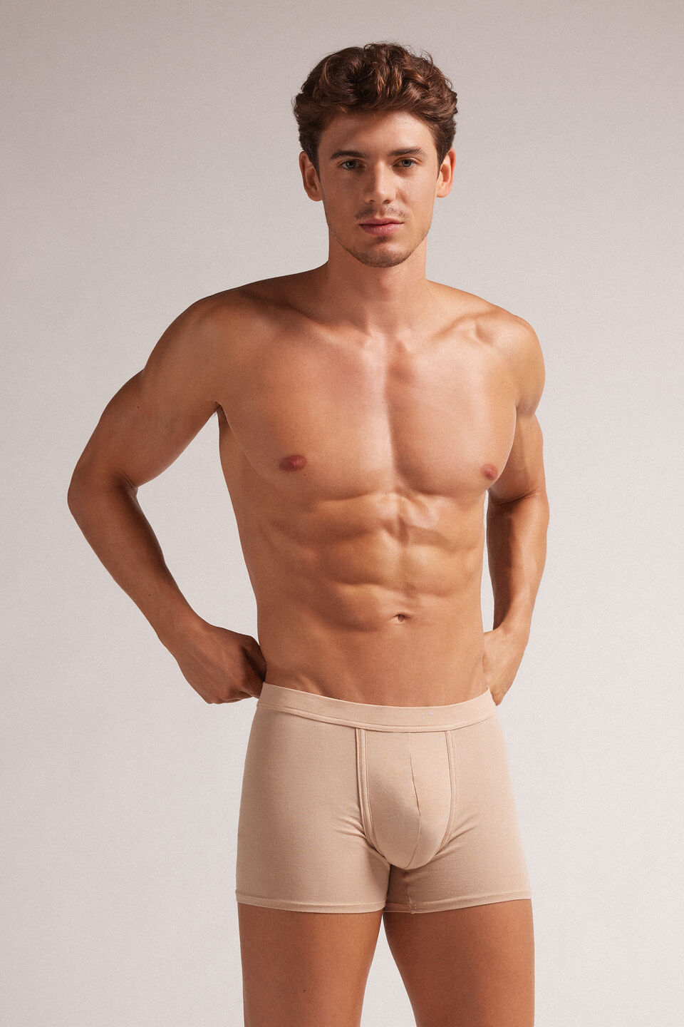 cueca boxer em algodão supima natural fresh - bege