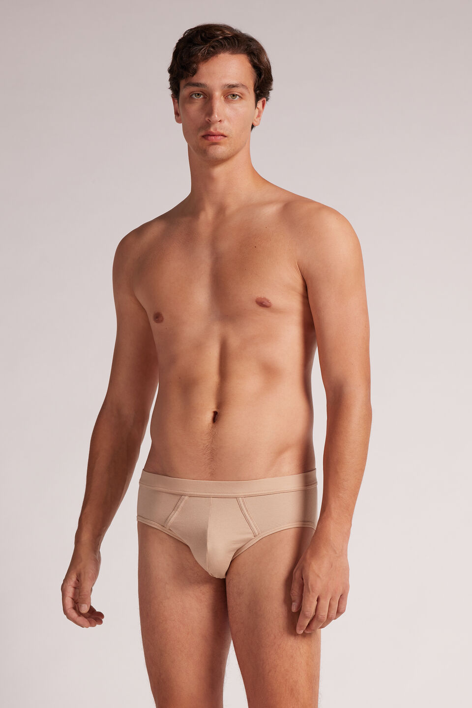 cueca slip em algodão supima natural fresh - bege