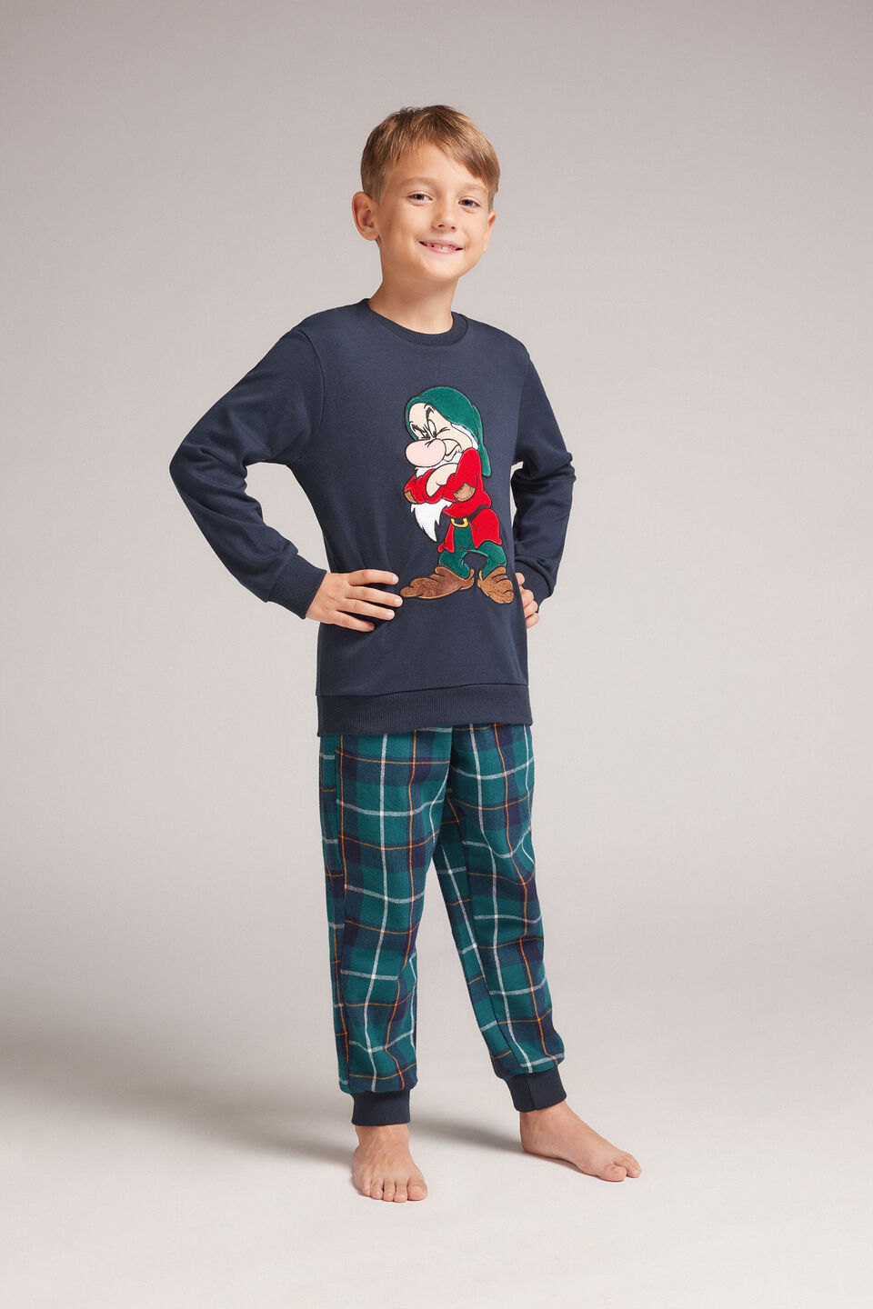 pijama comprido zangado em algodão infantil - azul