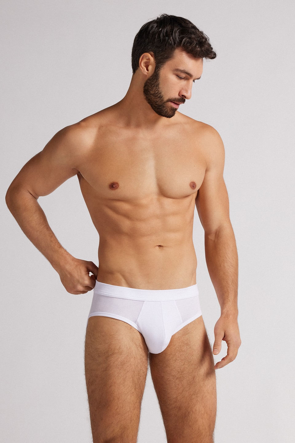 cueca slip em modal e seda - branco