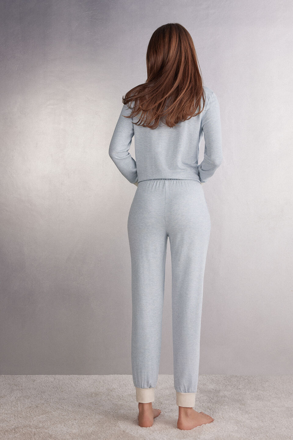 calça jogger em modal com lã cold winter night - azul