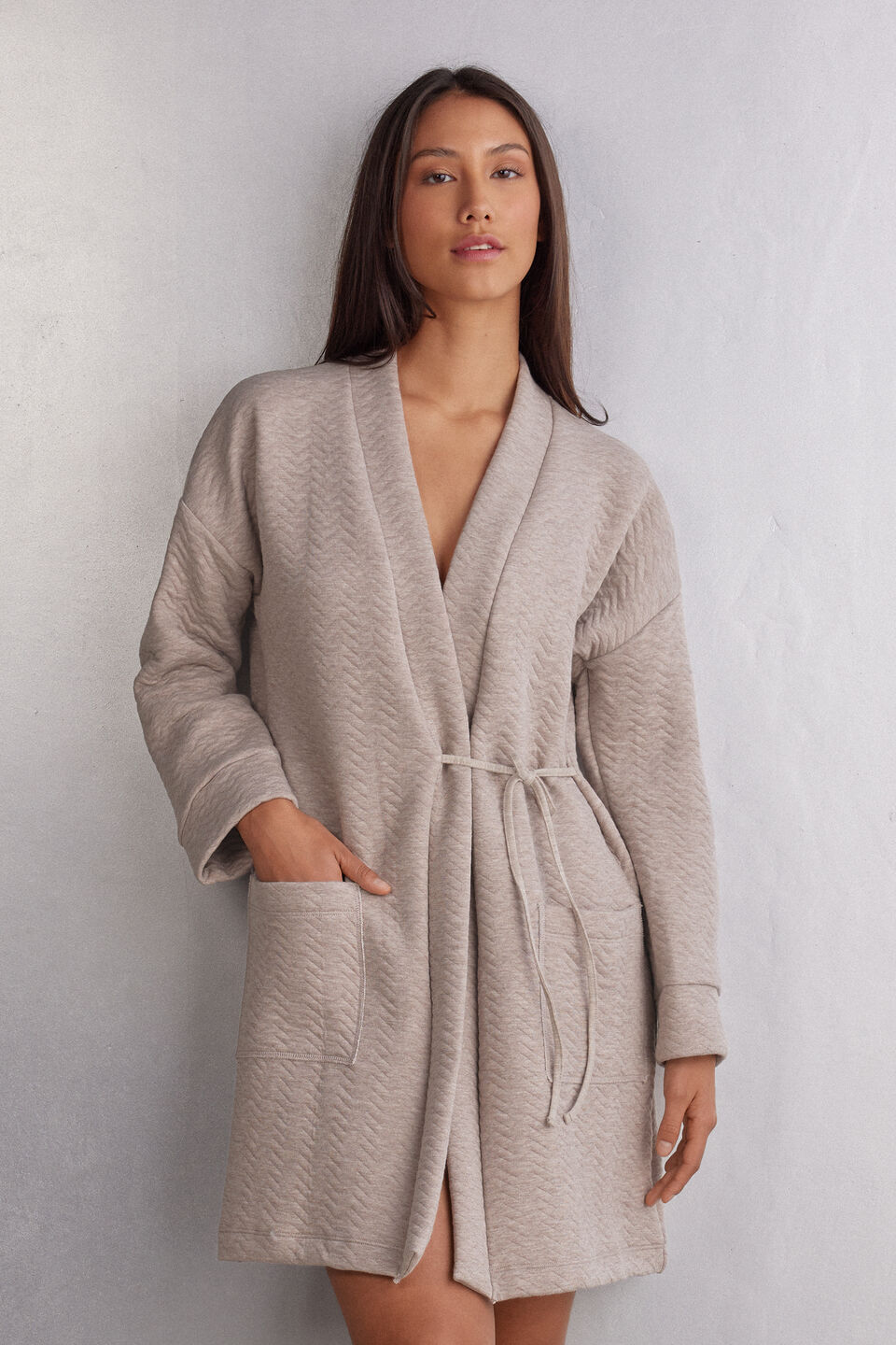 roupão soft chevron - marrom