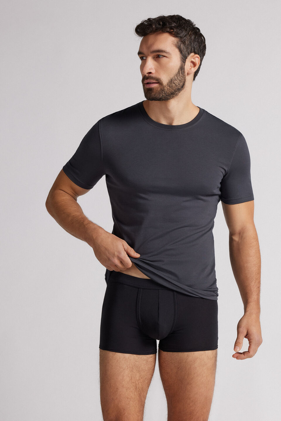 camiseta em algodão supima elástico - cinza