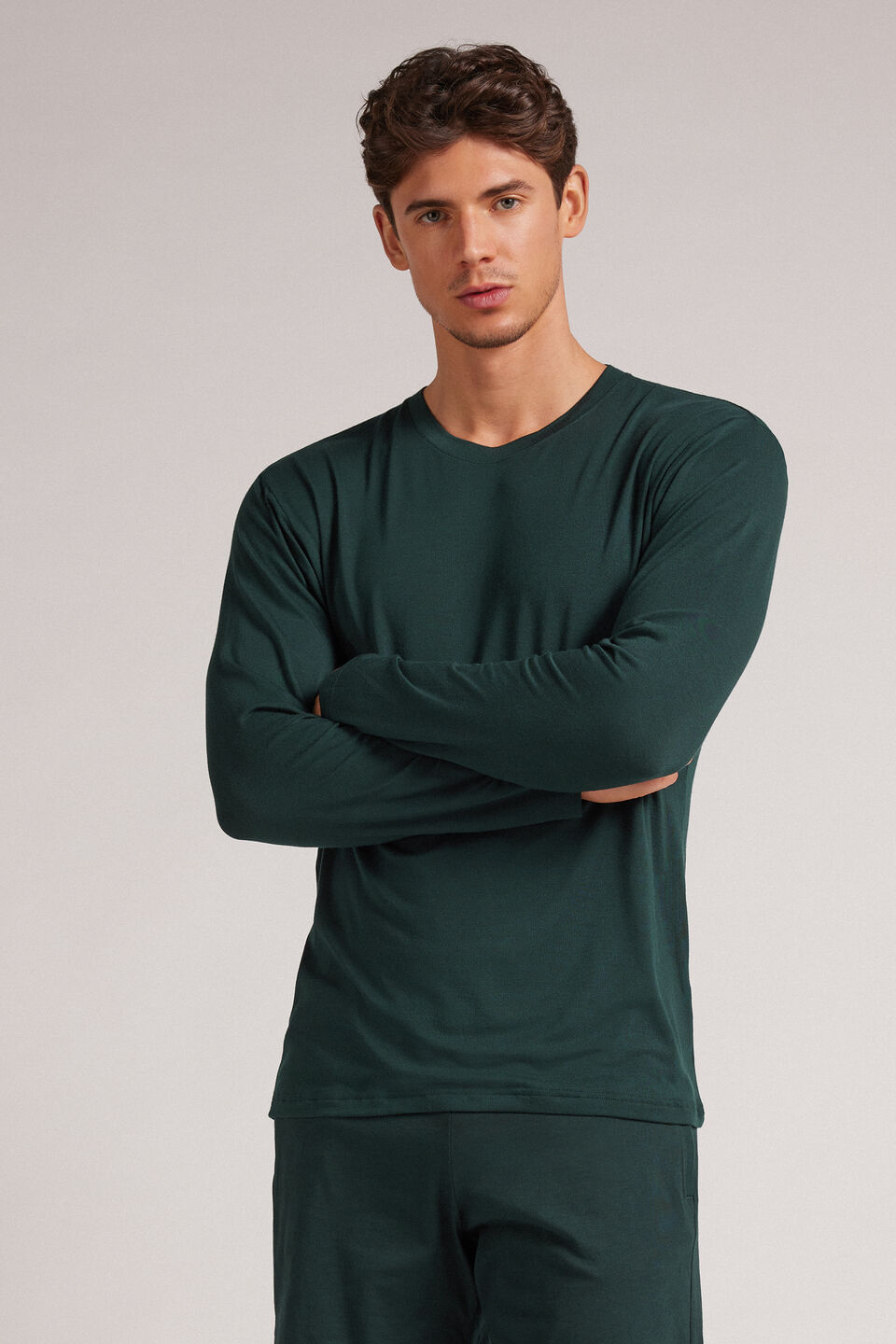 camiseta de manga comprida soft silk - verde