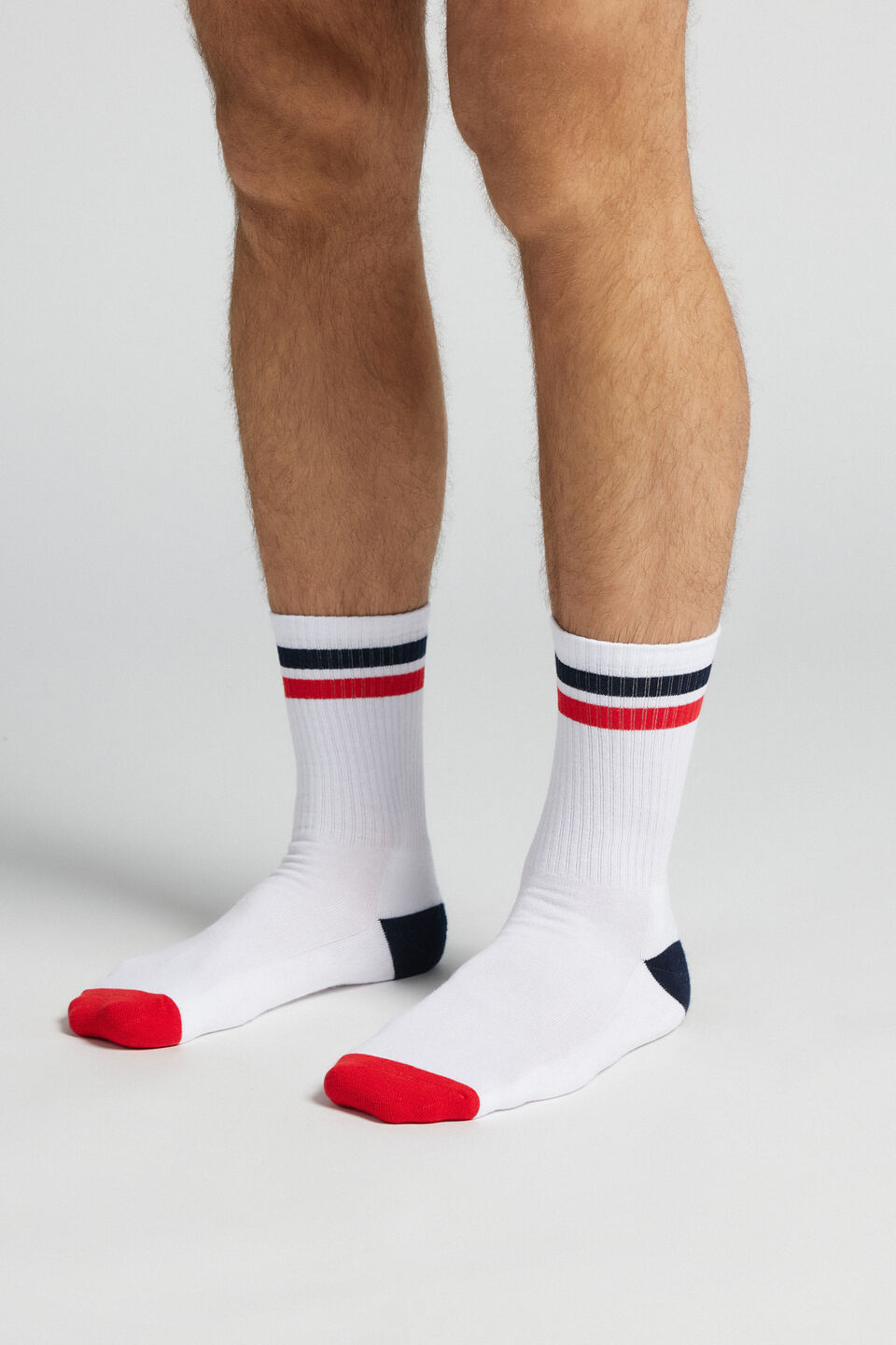 meias curtas com listras em algodão turco - azul