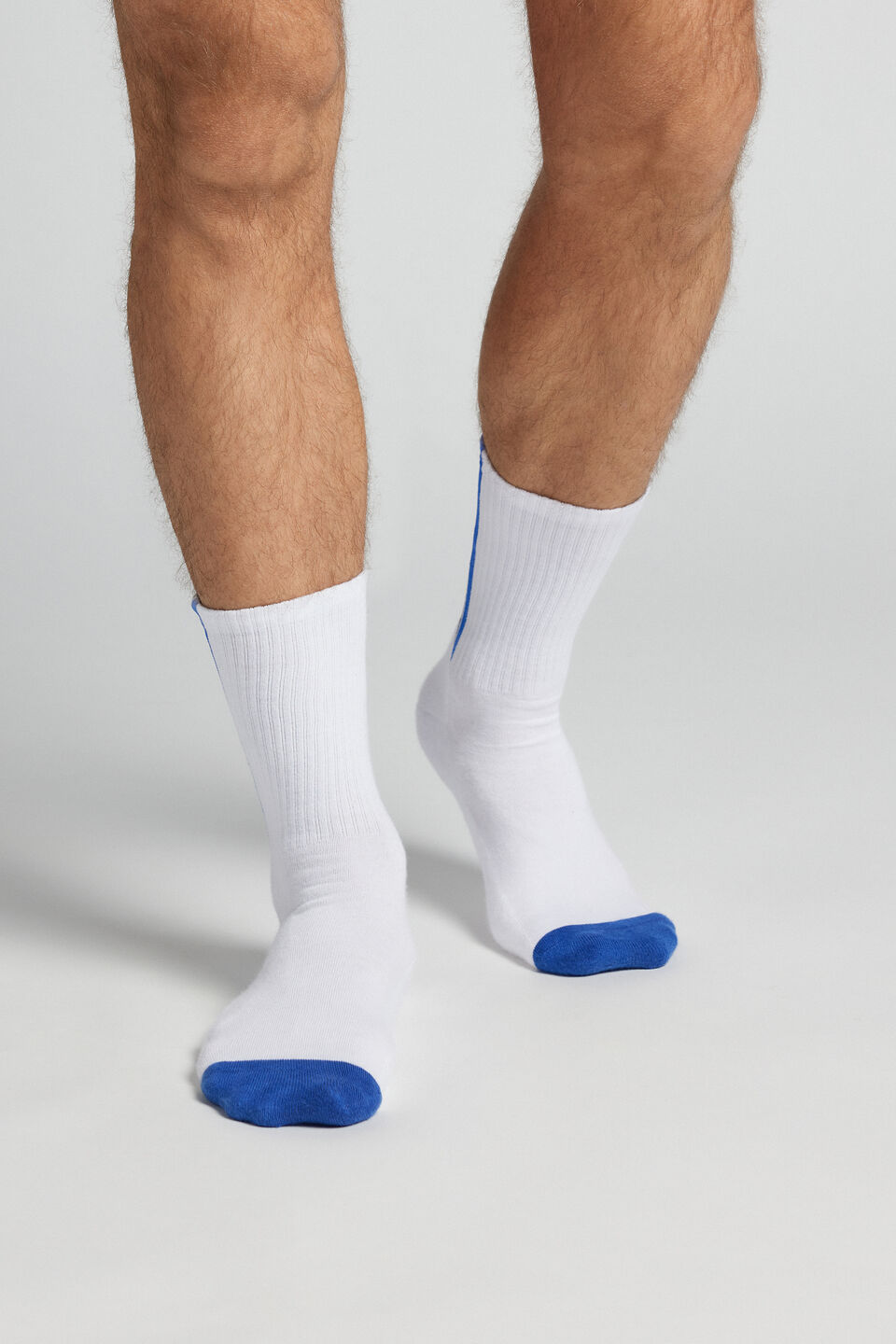 meias curtas com listras em algodão turco - branco