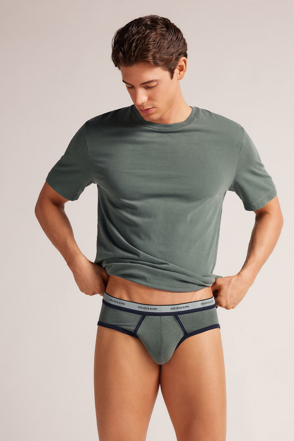 cueca slip washed collection em algodão - azul