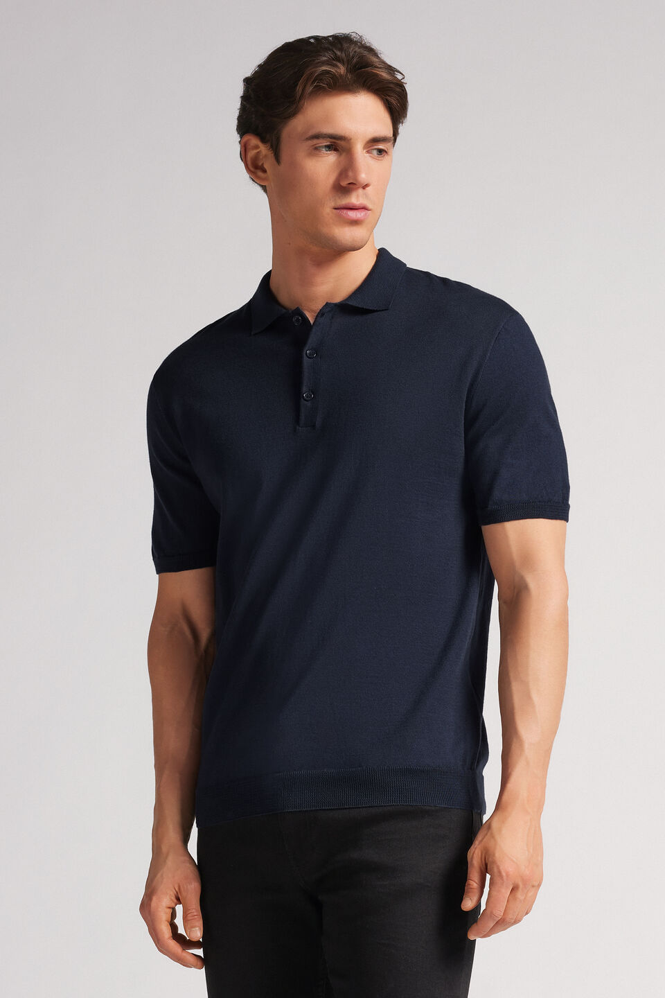 camiseta polo em algodão - azul