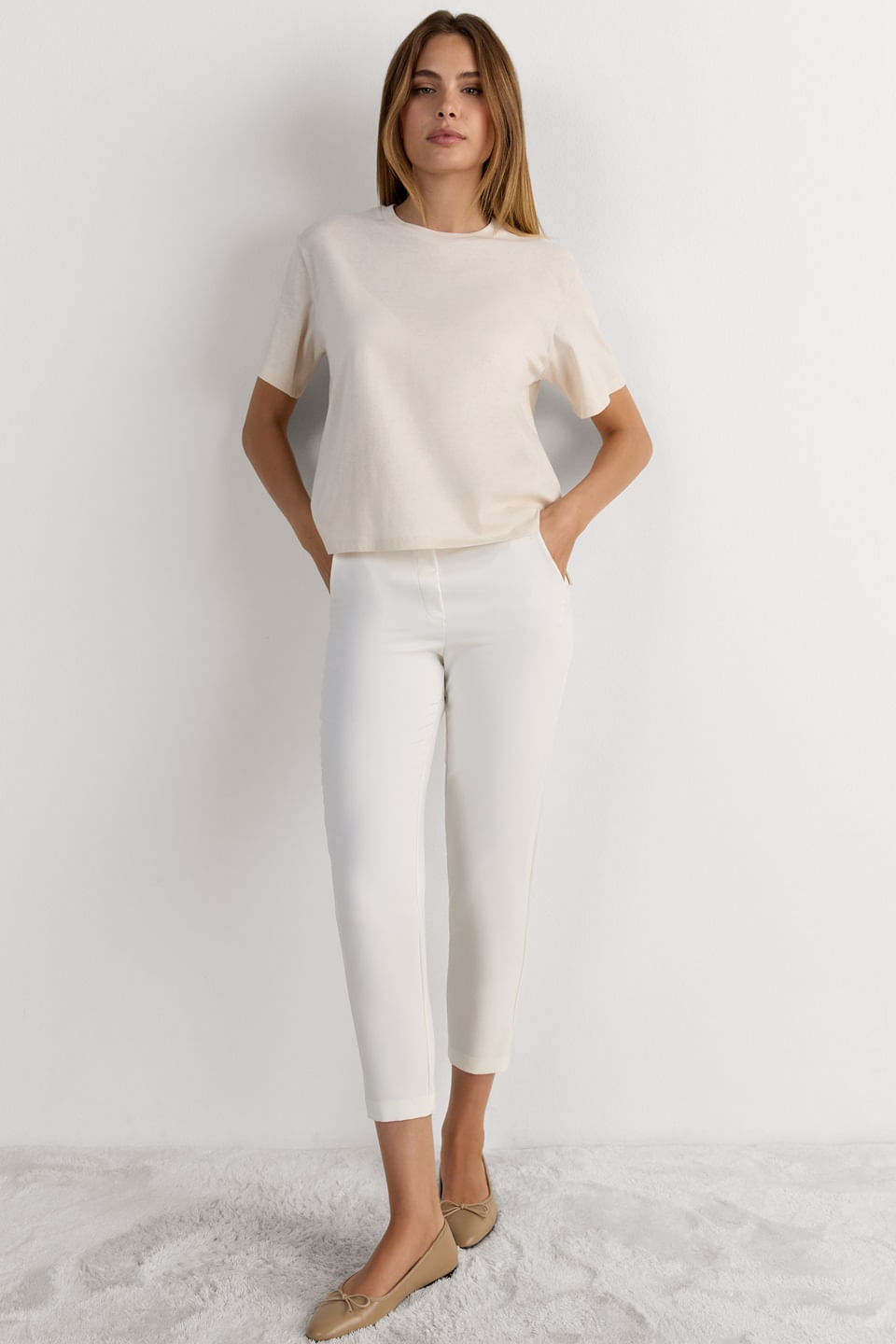 blusa de manga curta boxy fit em algodão - branco