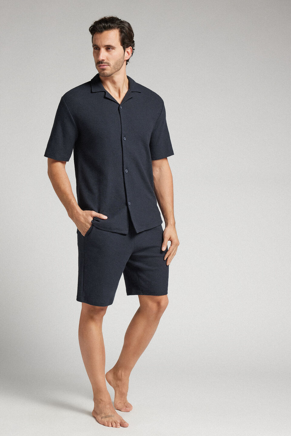 bermuda em algodão - azul