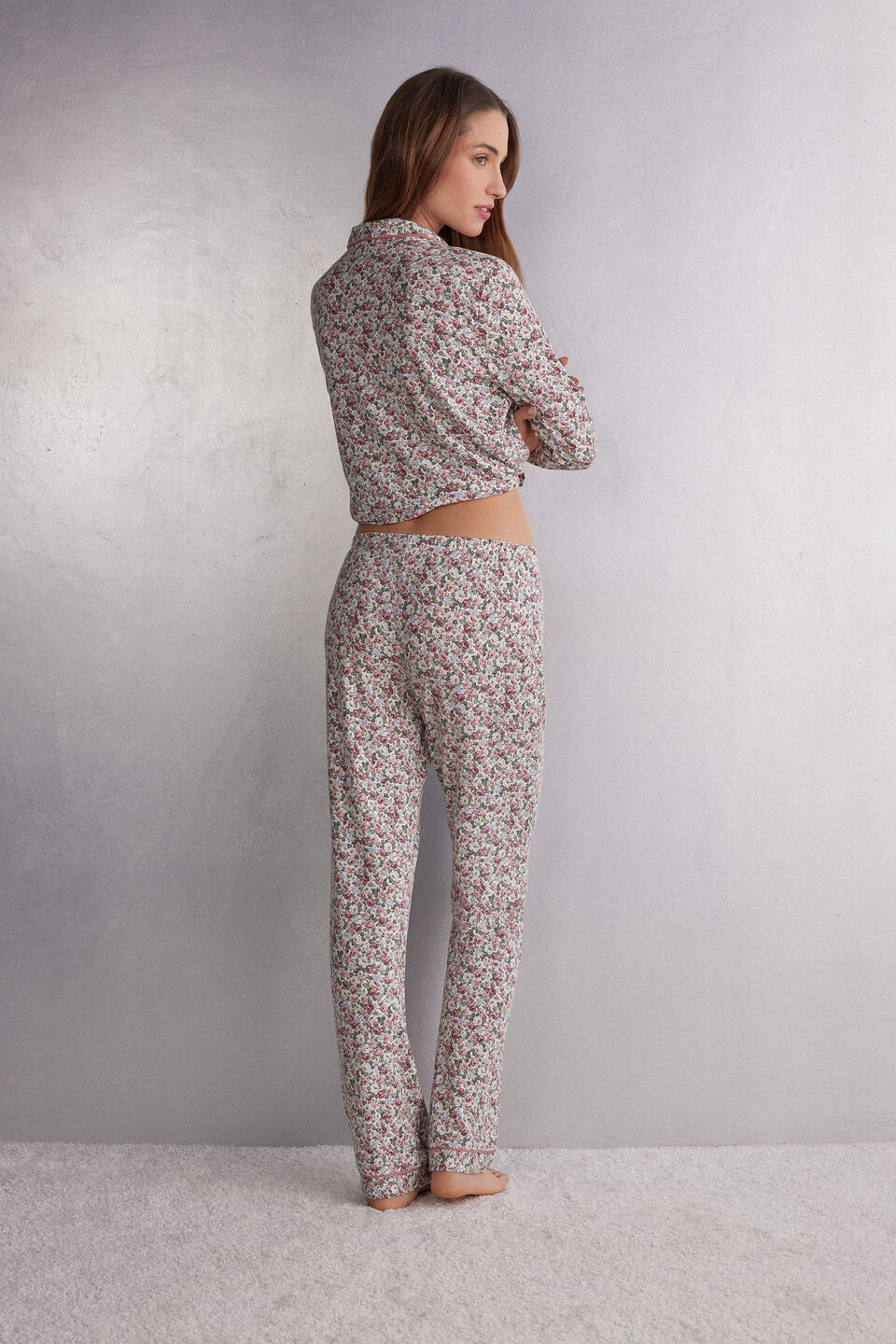 calça em modal floral romance - rosa