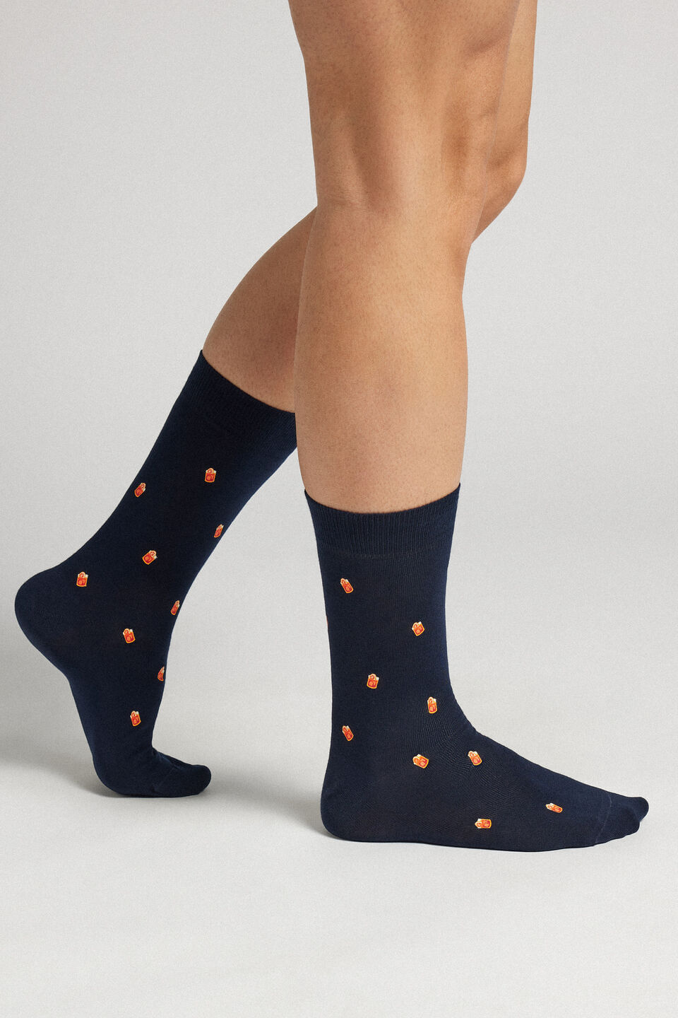 meias curtas em algodão com estampa - azul
