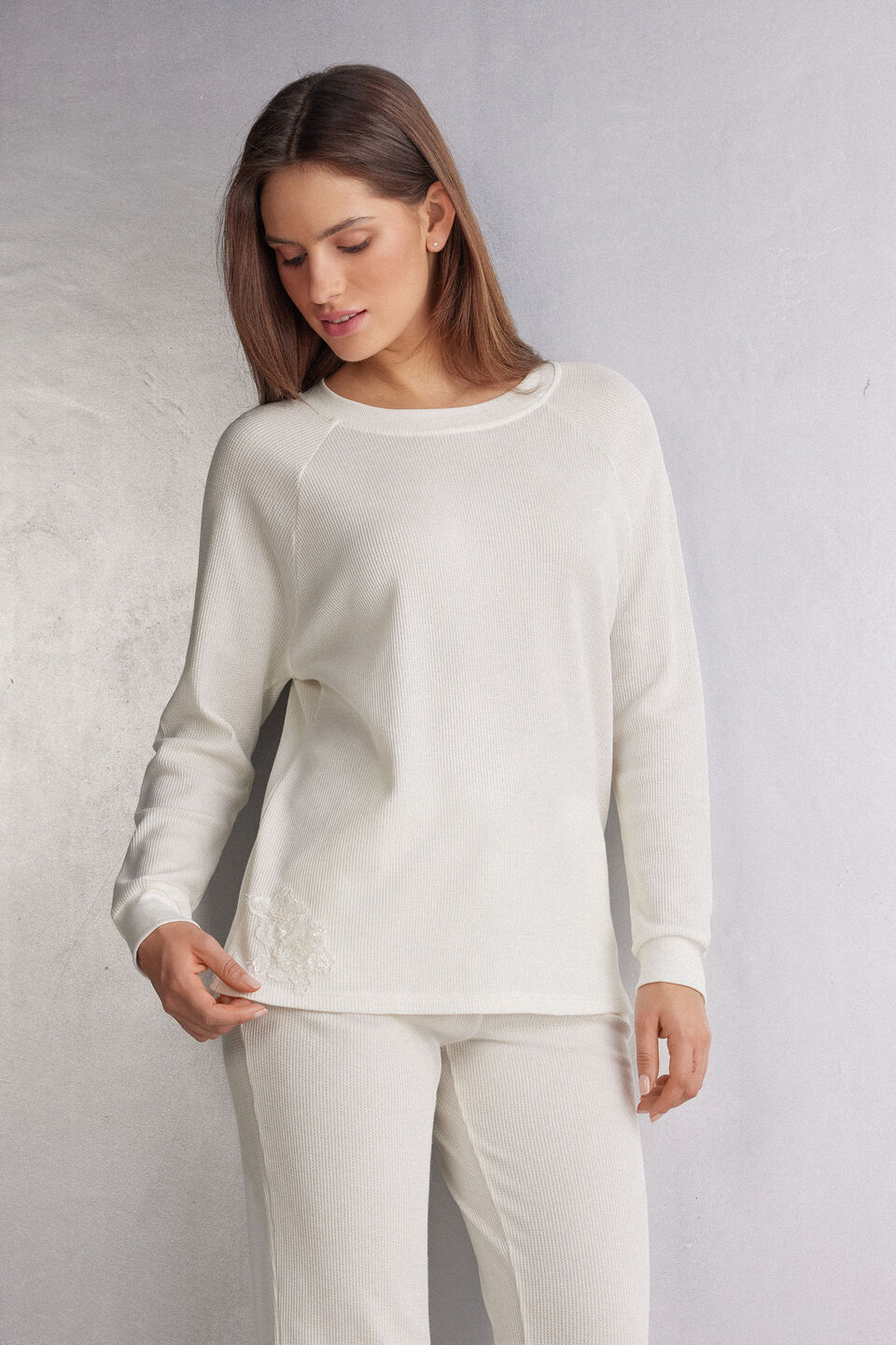 blusa de manga comprida glisten in the light - marfim