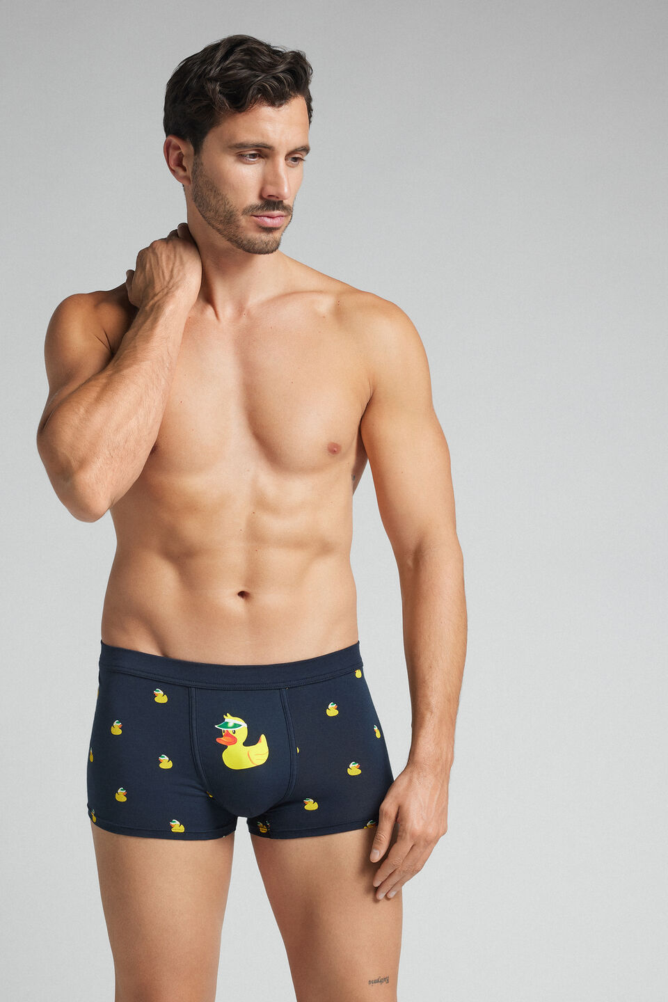 cueca boxer com estampa de patinhos em algodão natural fresh - azul
