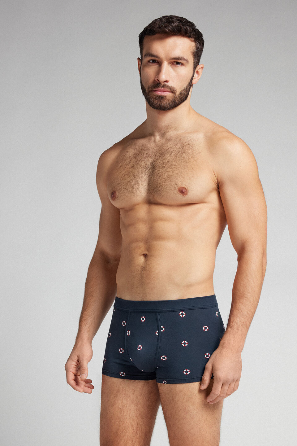 cueca boxer com estampa de boias em algodão natural fresh - azul