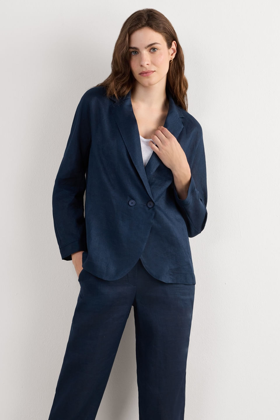 blazer em linho - azul