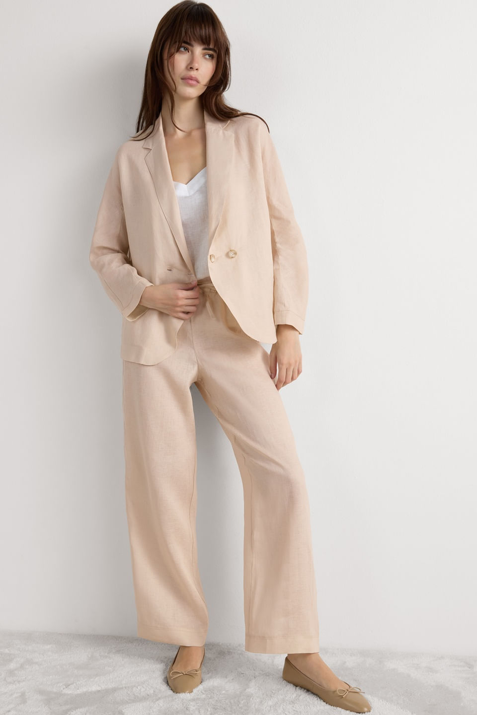 blazer em linho - bege