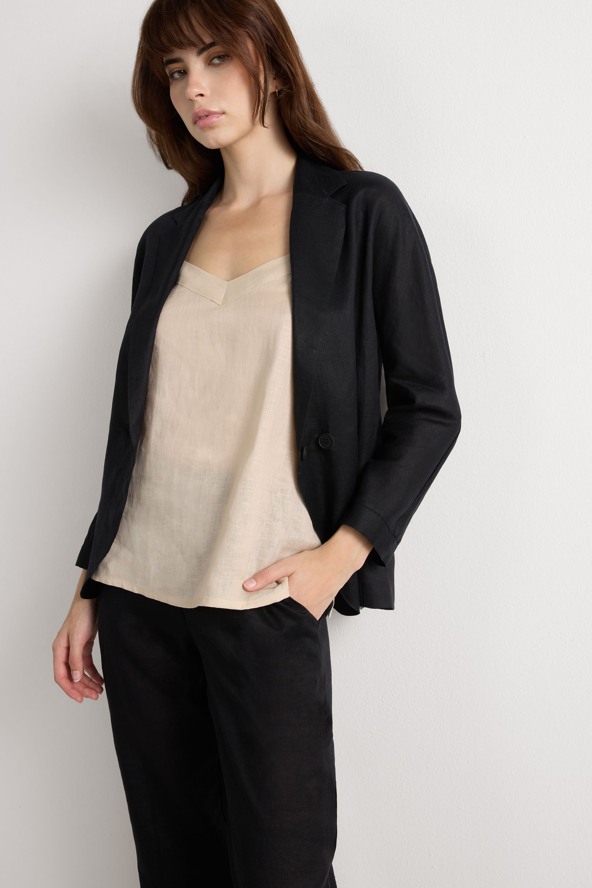 blazer em linho - preto