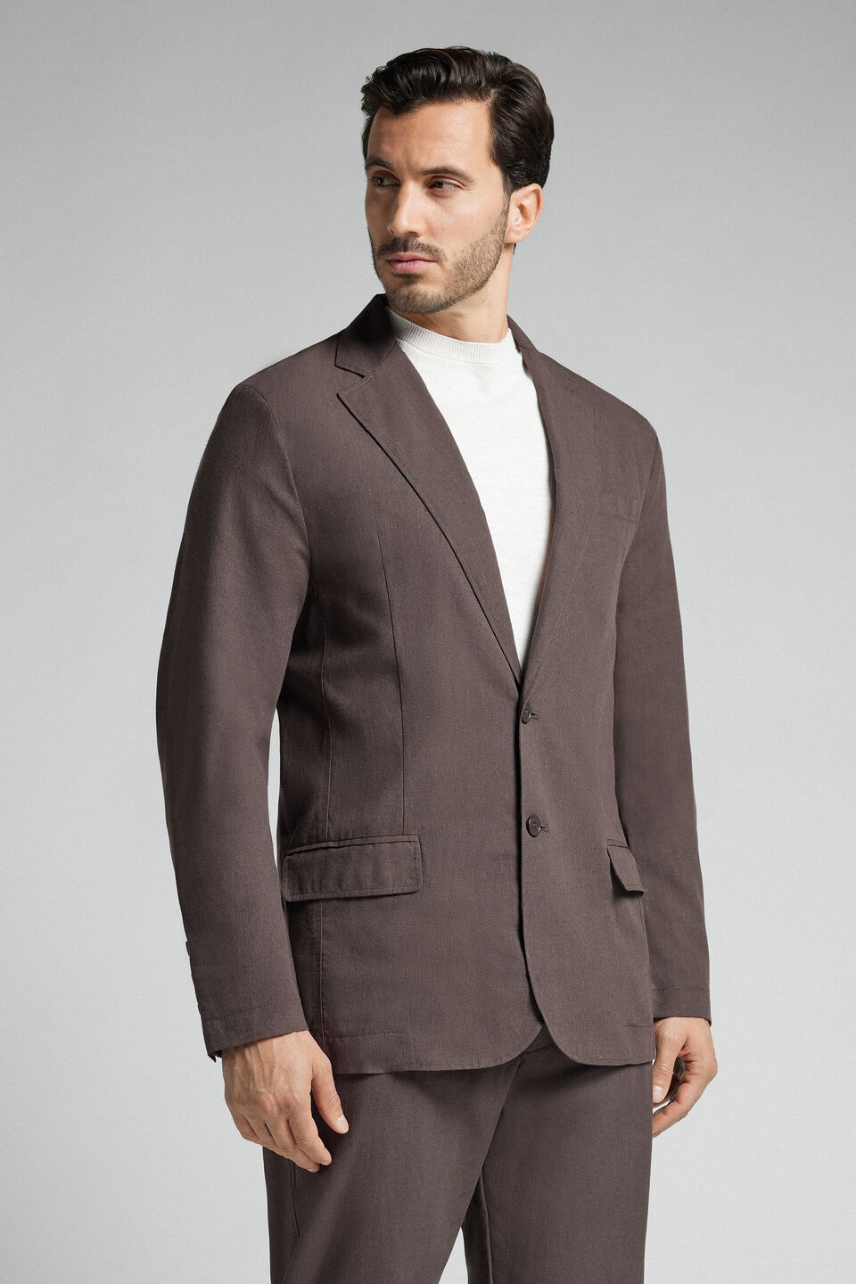 blazer em linho e algodão - marrom