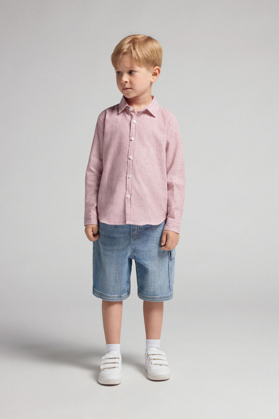 camisa em linho e algodão infantil - vermelho