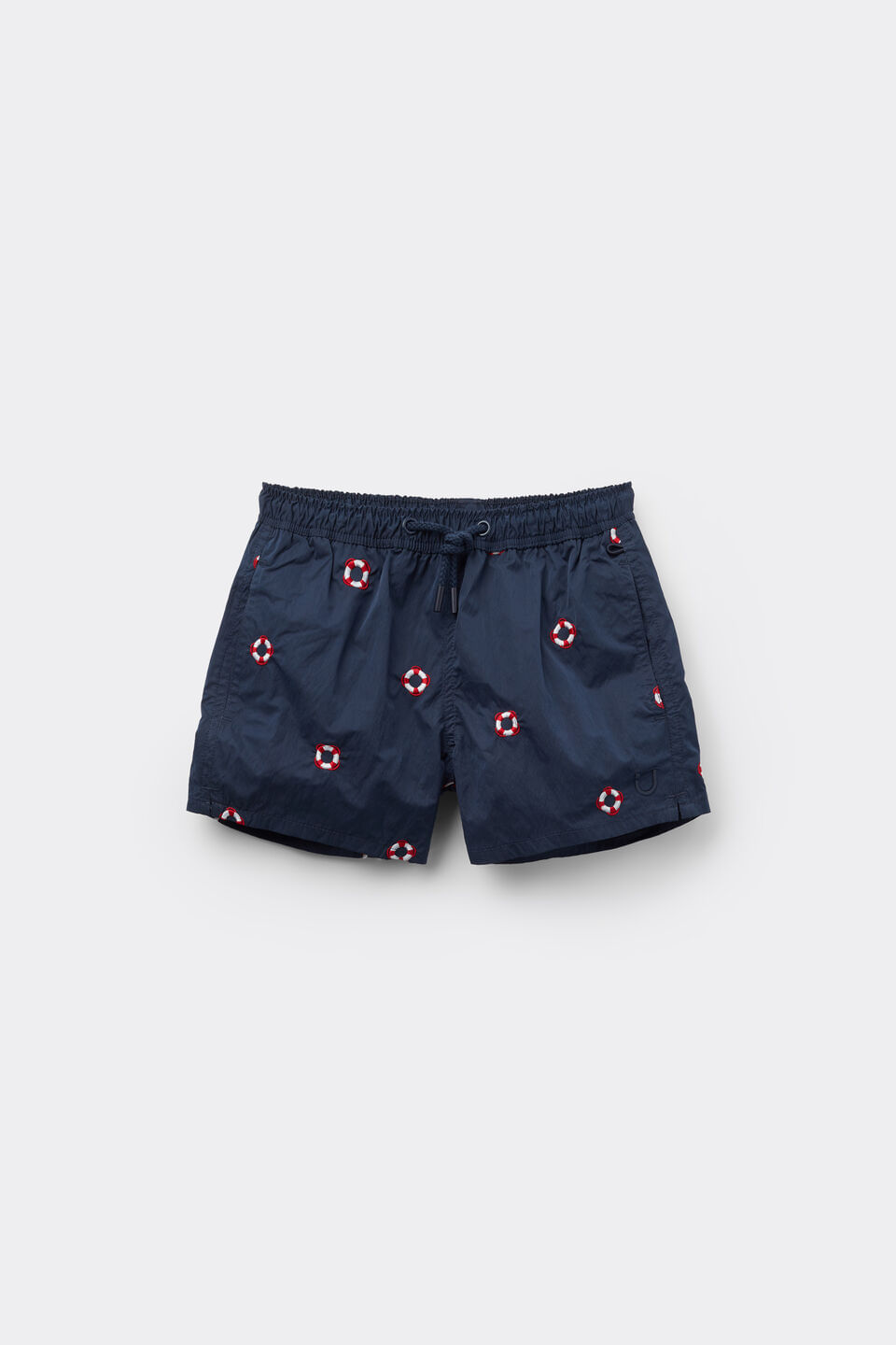 bermuda de banho com bordado salva-vidas infantil - azul