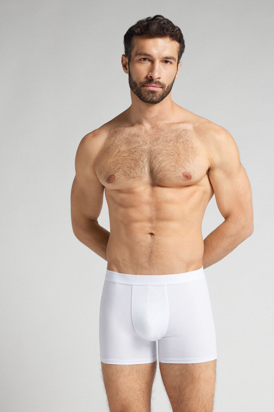 cueca boxer em algodão supima com elástico visível - branco