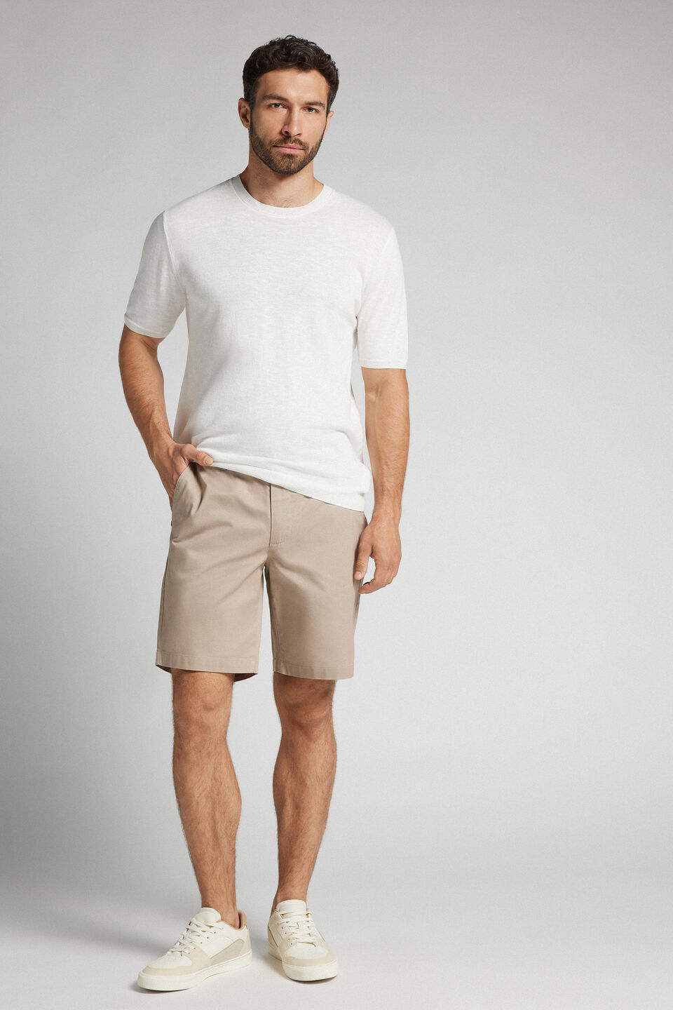 bermuda em algodão - bege